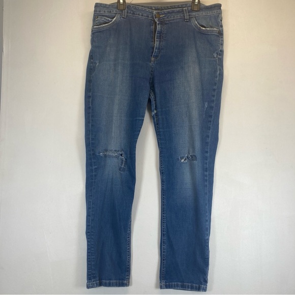 Boden Denim - Boden Skinny High Rise Denim Jeans Medium Wash, Women Sz 14R Distressed WC 153